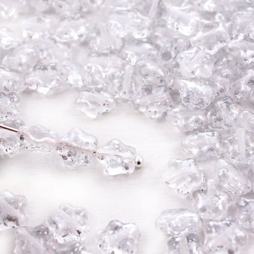 60pcs cristal picasso en terre cuite silver rain repéré plat star de verre tchèque perles de 6mm sku-41525