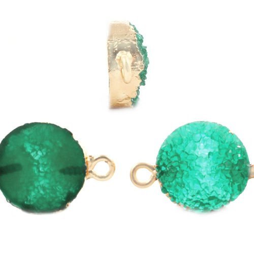 2pcs vert émeraude druzy pierre précieuse imitation de de résine connecteurs plaqués or bracelet pen sku-41442