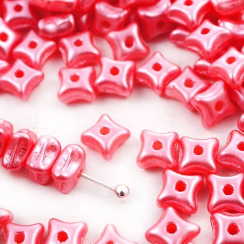 60pcs pastel perle de lumière rouge corail rose preciosa étoiles d'orion entretoise de semences de v sku-41536