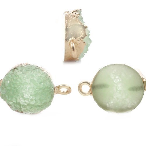 2pcs chrysolite vert druzy pierre précieuse imitation de de résine connecteurs plaqués or bracelet p sku-41436