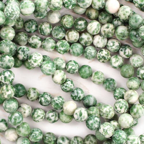 12pcs spot vert pierre de jaspe naturelle lisse ronde perles de de 8mm sku-41387