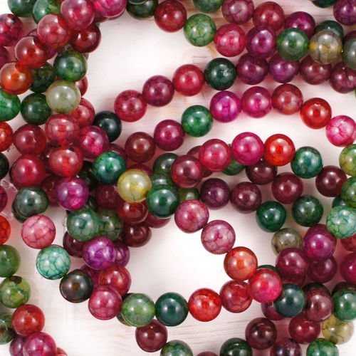 12pcs tourmaline oeil agate veines de dragon vert rose pierre de naturelle lisse ronde perles de de  sku-41402
