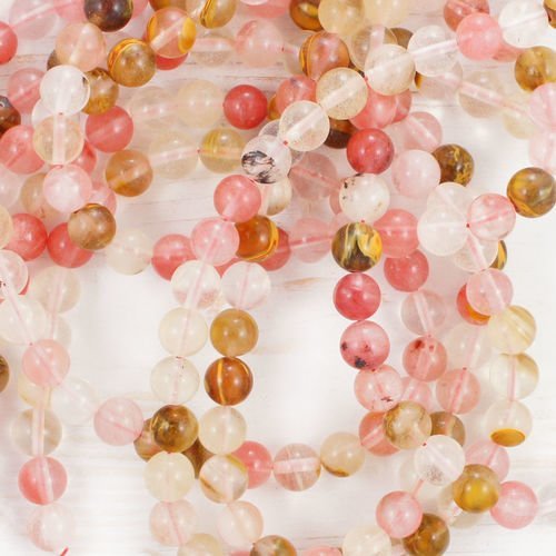 12pcs pastèque quartz rouge mélange de pierre naturelle gemme lisse ronde perles de de 8mm sku-41431