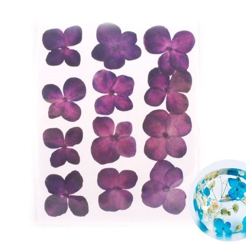 12pcs violet teint pressé séchées hortensia fleur de plantes sèches époxy résine uv pendentif nail a sku-41833