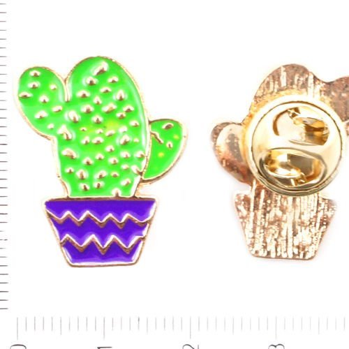 1pc bleu vert cactus couleur or plaqué émail collier insigne broche épinglettes de bijoux en métal c sku-41925