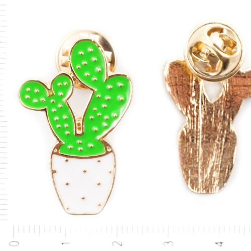 1pc blanc vert cactus couleur or plaqué émail collier insigne broche épinglettes de bijoux en métal  sku-41926