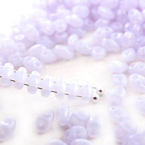 10g violet clair opale miniduo verre tchèque perles de rocaille deux trous mini duo de 2mm x 4mm sku-42132