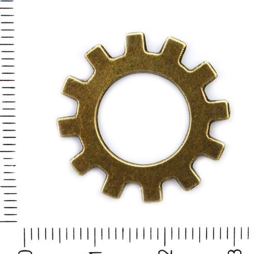 6pcs bronze antique ton rondelle d'engrenages steampunk roue pendentif connecteur pour bracelets tch sku-41722