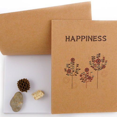 Fleurs heureuse vierge carnet kraft plaine de l'art du livre journal papier de métier de mini-portab sku-41602