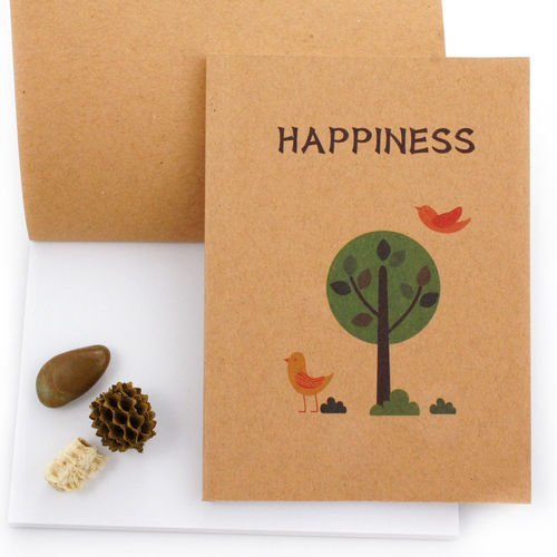 Arbre oiseaux heureux vierge carnet kraft plaine de l'art du livre journal papier de métier de mini- sku-41603