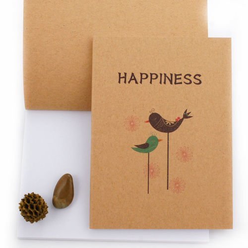 Deux oiseaux heureux vierge carnet kraft plaine de l'art du livre journal papier de métier de mini-p sku-41604