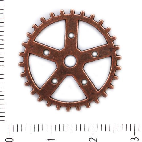 6pcs antique de couleur cuivre rondelle d'engrenages steampunk roue pendentif connecteur pour les br sku-41730