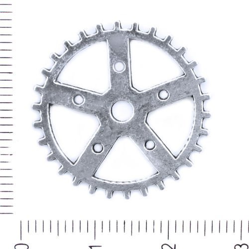 6pcs antique ton argent rondelle d'engrenages steampunk roue pendentif connecteur pour les bracelets sku-41731