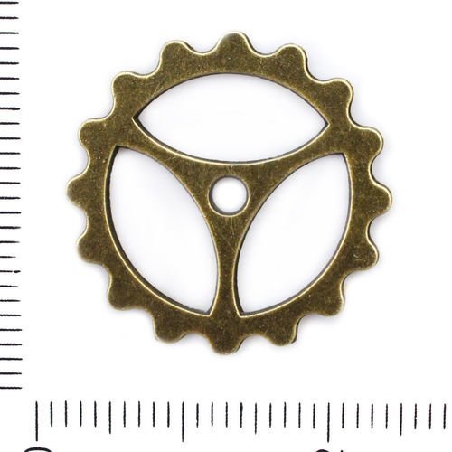 8pcs bronze antique ton rondelle d'engrenages steampunk roue avec trou central pendentif connecteur  sku-41736