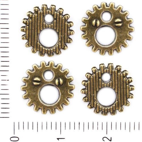 10pcs bronze antique ton rondelle d'engrenages steampunk roue pendentif connecteur pour bracelets tc sku-41727