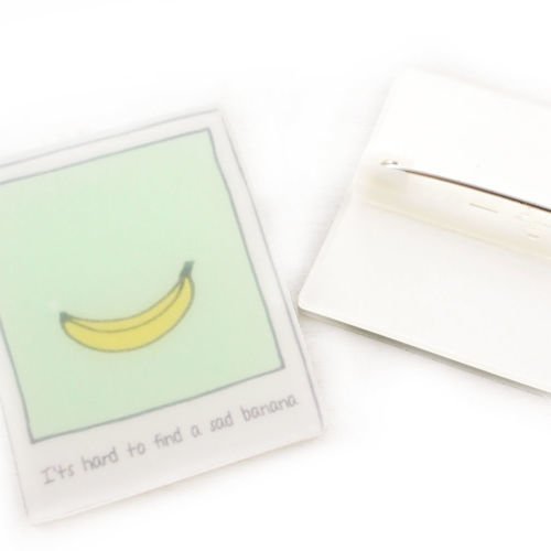 1pc heureux banane fruit polaroid photo cadre en acrylique broche insigne de dessin animé pin 32mm x sku-41901