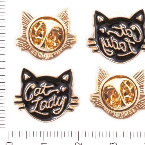 1pc chat noir de dame en or plaqué de couleur de l'émail collier insigne broche épinglettes de bijou sku-41922