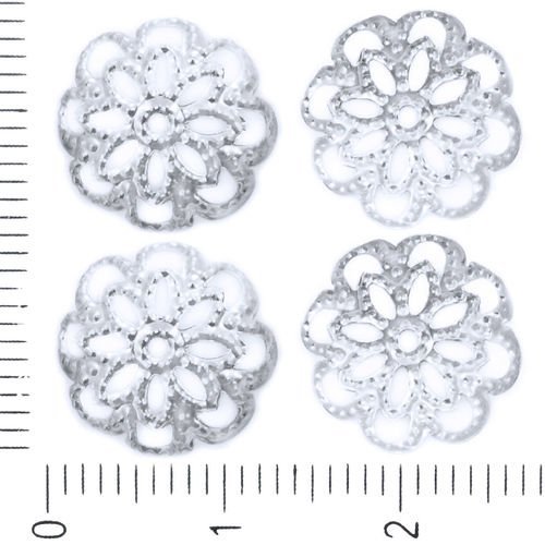 80pcs argenté grosse perle pompon de la pac en filigrane de la fleur floral rond tchèque métal concl sku-41751