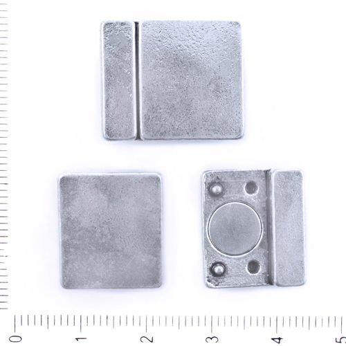 1pc argent antique vieilli platine plates en cuir cordon de ruban fin rectangle fermoir magnétique b sku-41958