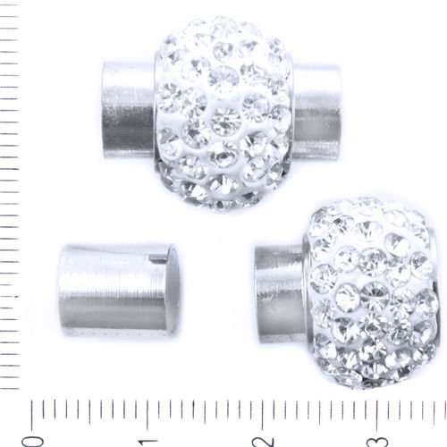 1pc argent fermoir magnétique avec cz micro pave zircone cubique cristaux de strass en argile de pol sku-41949