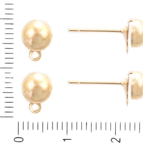20pcs couleur or plaqué balle ronde de goujon de boucles d'oreilles postes avec trou tchèque métal c sku-41784