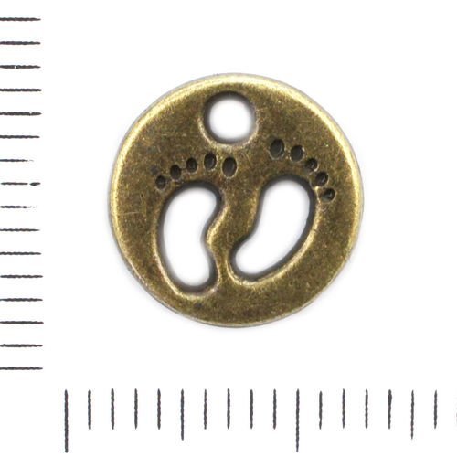 10pcs bronze antique ton plat rond empreinte pendentif tchèque métal conclusions 11mm trou 1 5 mm sku-41712