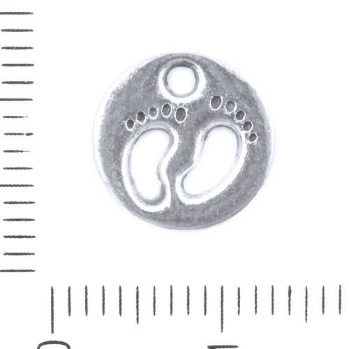 10pcs argent antique ton plat rond empreinte pendentif tchèque métal conclusions 11mm trou 1 5 mm sku-41711