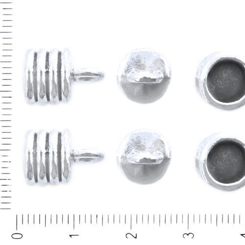 10pcs antique ton argent perle en pampille tordu casquettes cordon se termine en métal trouver 10mm  sku-41778