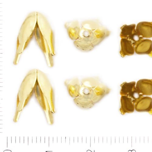 40pcs couleur or plaqué couronne de fleur pompon perle caps en métal conclusions 13mm x 12mm trou 1m sku-41835