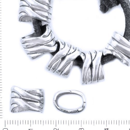 4pcs antique ton argent torsadée ovale européen bracelet charms résultats de bijoux tchèque métal co sku-41873