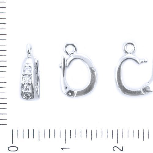 1pc platinum ton argent bijoux leverback bails micro pave zircone cubique strass pendentif cz métal  sku-41706