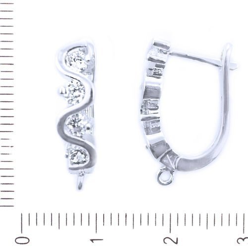 2pcs argent platine couleur micro pave zircone cubique strass leverback boucles d'oreilles avec bouc sku-41858
