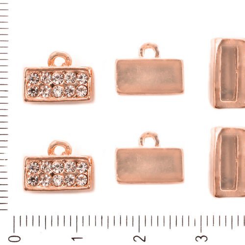 4pcs or rose de couleur argenté strass fin à plat cordon bouchon connecteur de bijoux en métal concl sku-41870