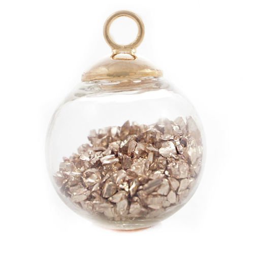 2pcs globe de verre boule sphère flacon de bouteilles collier pendentif doré avec pièces et cap 16m  sku-41917