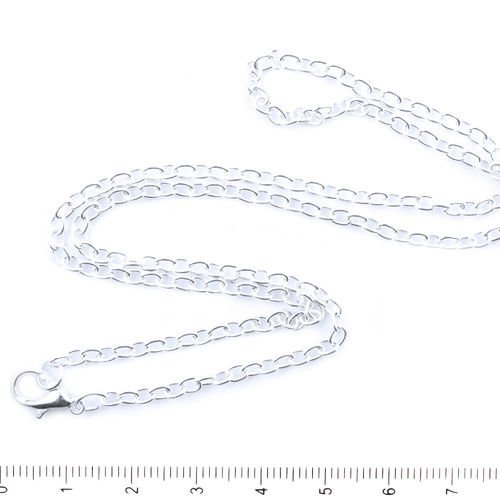 45cm 18" silver couleur argenté ovale de la chaîne avec fermoir en la fabrication de bijoux en métal sku-42001