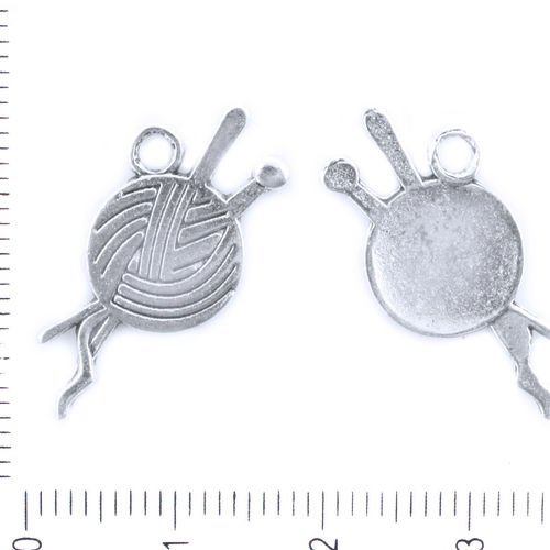 10pcs antique ton argent boule de laine à tricoter pendentif charms tchèque métal conclusions 17 x 1 sku-41700