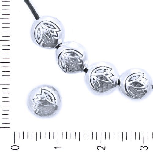 16pcs antique ton argent plat rond fleur de lotus mala perles de charme tchèque métal conclusions de sku-41738