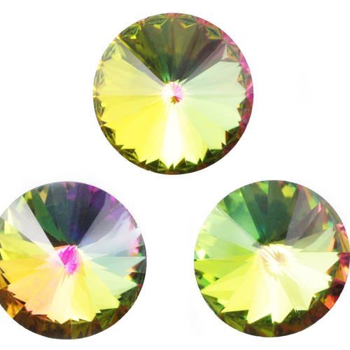 4pcs vert violet vitrail moyen de l'argent de la moitié izabaro rivoli cristaux de verre tchèque pie sku-42154