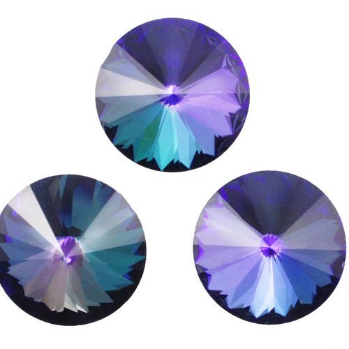 4pcs pourpre bleu turquoise héliotrope argent de la moitié izabaro rivoli cristaux de verre tchèque  sku-42159