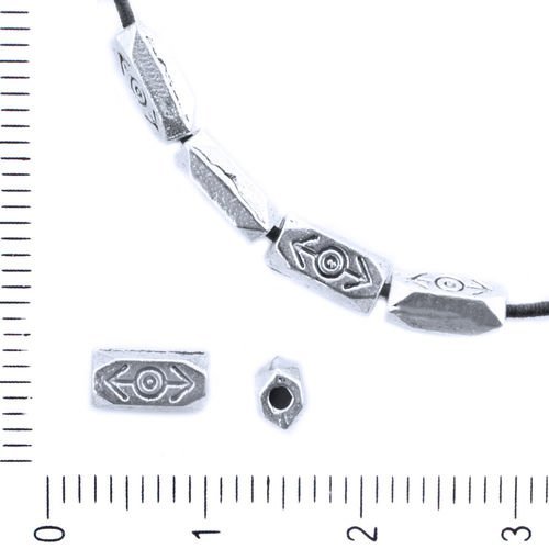 18pcs antique ton argent colonne rectangle tube de flèche bobo sculpté de perles de charme tchèque m sku-41740