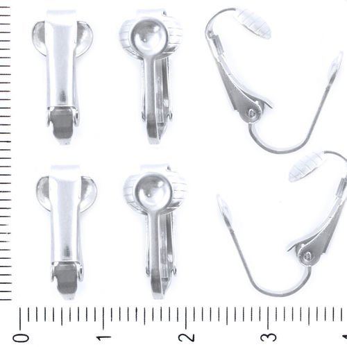 4pcs en acier inoxydable argent clip sur boucles d'oreilles clips convertisseur tchèque métal conclu sku-41804