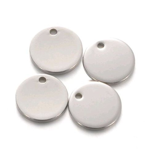 10pcs rondes en acier inoxydable métal emboutissant des blancs pendentif charms perles tchèque const sku-42305