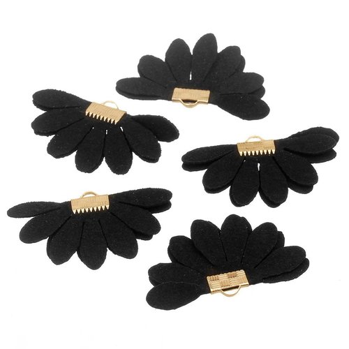 2pcs noir fleur de velours pendentif avec une caution de charme de boucle d'oreille de baisse de la  sku-42390