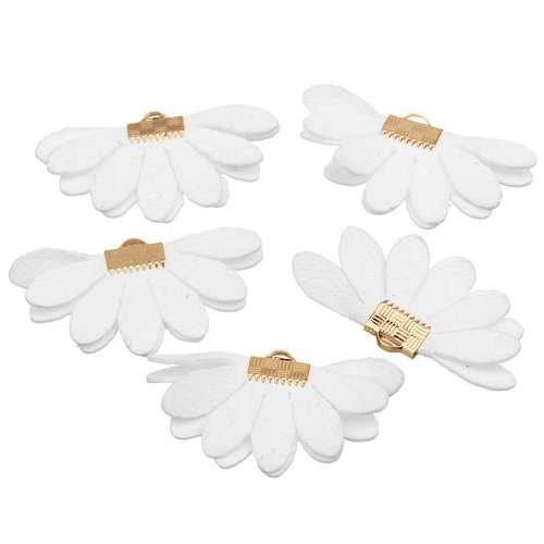 2pcs blanc fleur de velours pendentif avec une caution de charme de boucle d'oreille de baisse de la sku-42391
