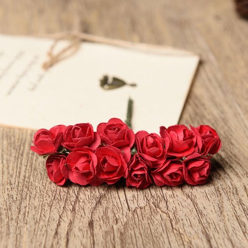 1pc rouge vert filés de soie artificielle fleur de la rose des têtes de célébration de mariage décor sku-42417