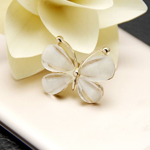2pcs fleur en or blanc papillon en métal cristal cabochon dos plat fabrication de bijoux fournitures sku-42422
