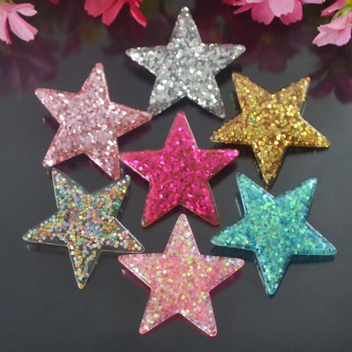5pcs multicolore mix star en résine cabochon dos plat fabrication de bijoux fournitures d'artisanat  sku-42439