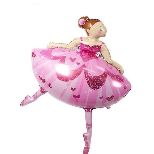 1pc princesse rose ballerine fille de papier d'aluminium danseur de ballet des ballons anniversaire  sku-42502