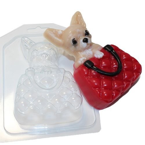 1pc chihuahua de luxe sac chien animal en plastique fabrication de savon moule 108x70x28mm sku-42891