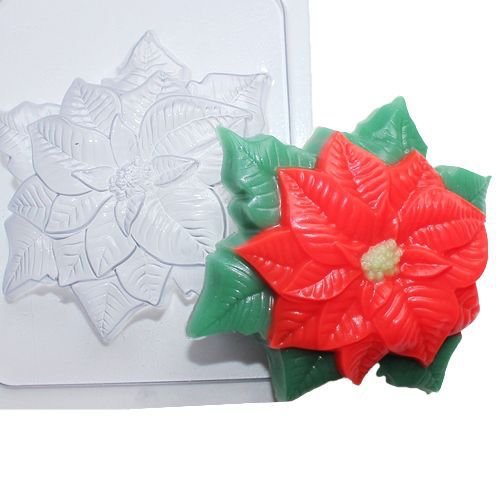 1pc poinsettia fleur de noël en plastique fabrication de savon moule 88x82x25mm sku-42874